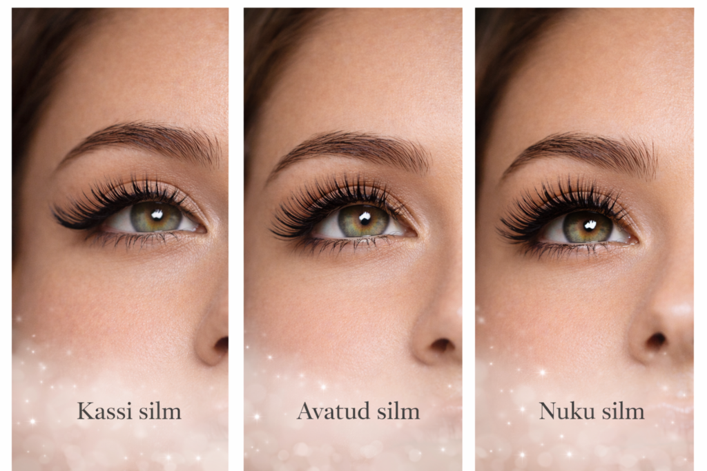 ripsme- ja kulmutehnik. kassisilm, avatud silm, nuku silm